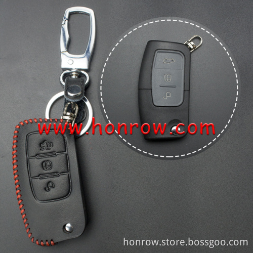 Ford 3 button key cowhide leather case